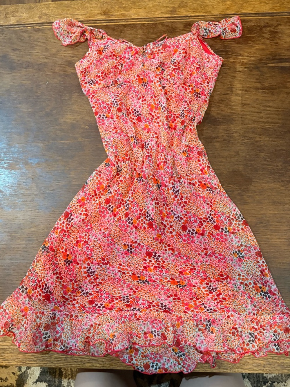 Bright Pink Floral Tie-Shoulder Sundress